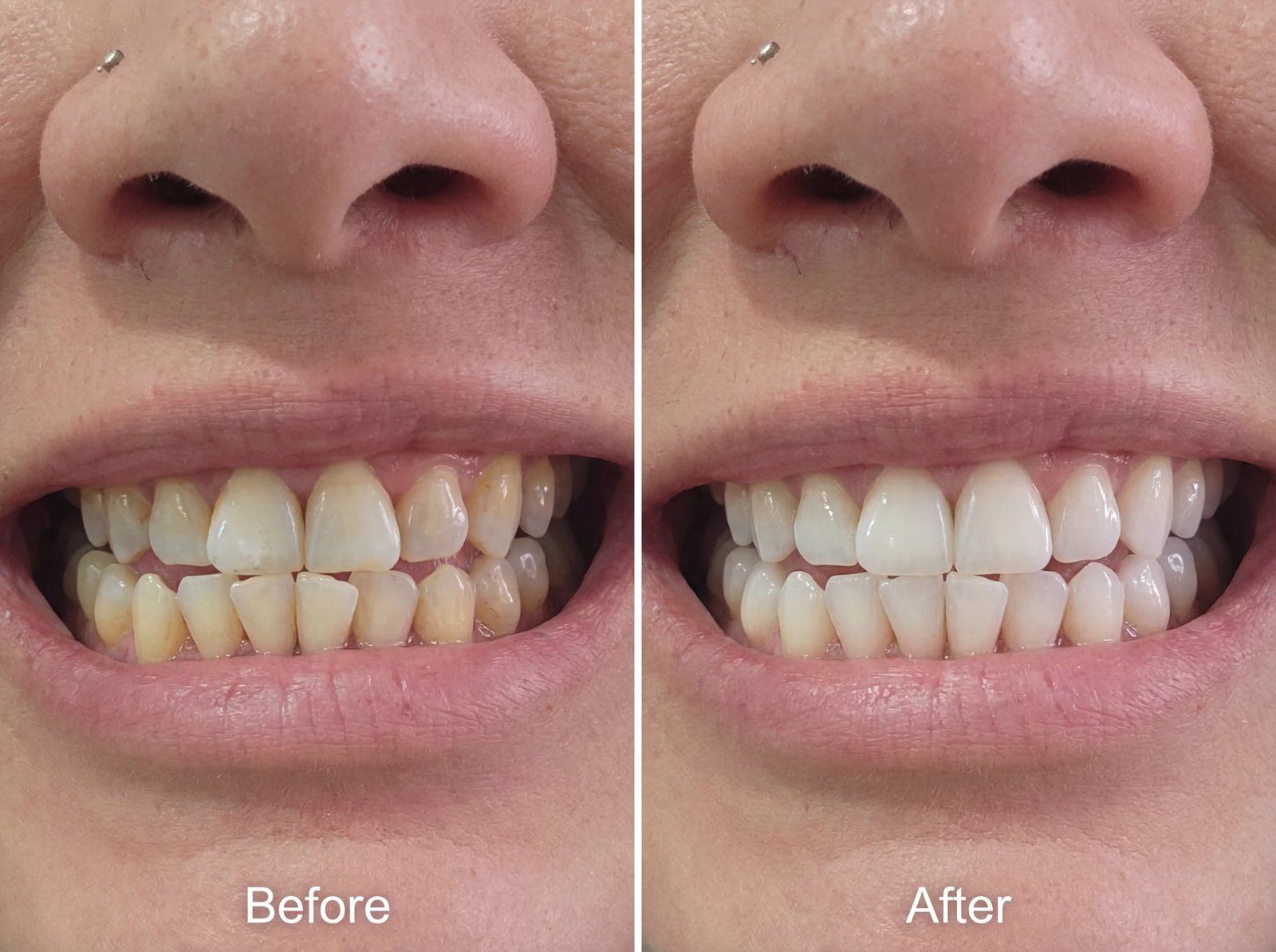 Before and after teeth whitening